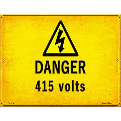 Danger 415 Volts Novelty Metal Parking Sign 4.5" x 6" (PM)