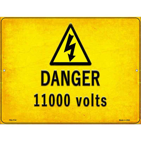 Danger 11000 Volts Novelty Metal Parking Sign 4.5" x 6" (PM)