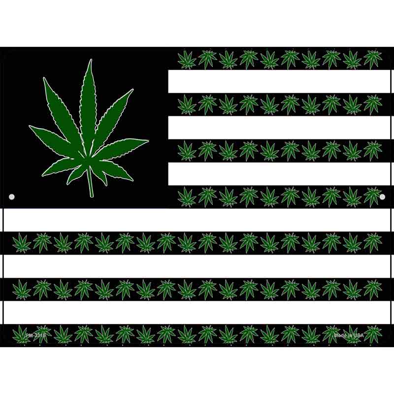 American Flag Weed Novelty Metal Parking Sign 4.5" x 6" (PM)