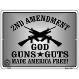 God Guns Guts Metal Novelty Parking Sign 4.5" x 6" (PM)