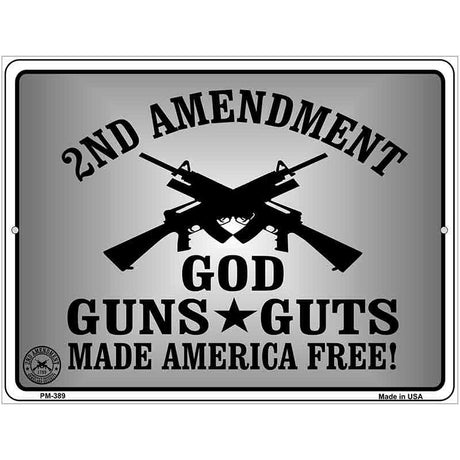 God Guns Guts Metal Novelty Parking Sign 4.5" x 6" (PM)