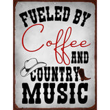 Coffee And Country Music Novelty Metal Parking Sign 4.5" x 6" (PM)