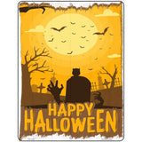 Happy Halloween Graveyard Novelty Metal Parking Sign 4.5" x 6" Sign (PM)