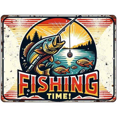 Fishing Time Metal Novelty Parking Sign P-4466