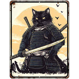Samurai Cat Metal Novelty Mini Parking Sign PM-4481