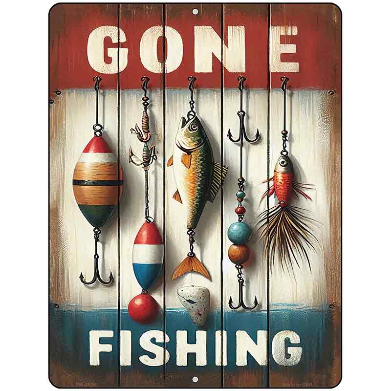 Gone Fishing Metal Novelty Parking Sign P-4609