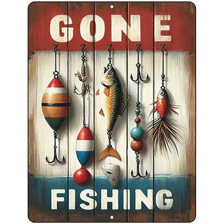 Gone Fishing Metal Novelty Parking Sign P-4609