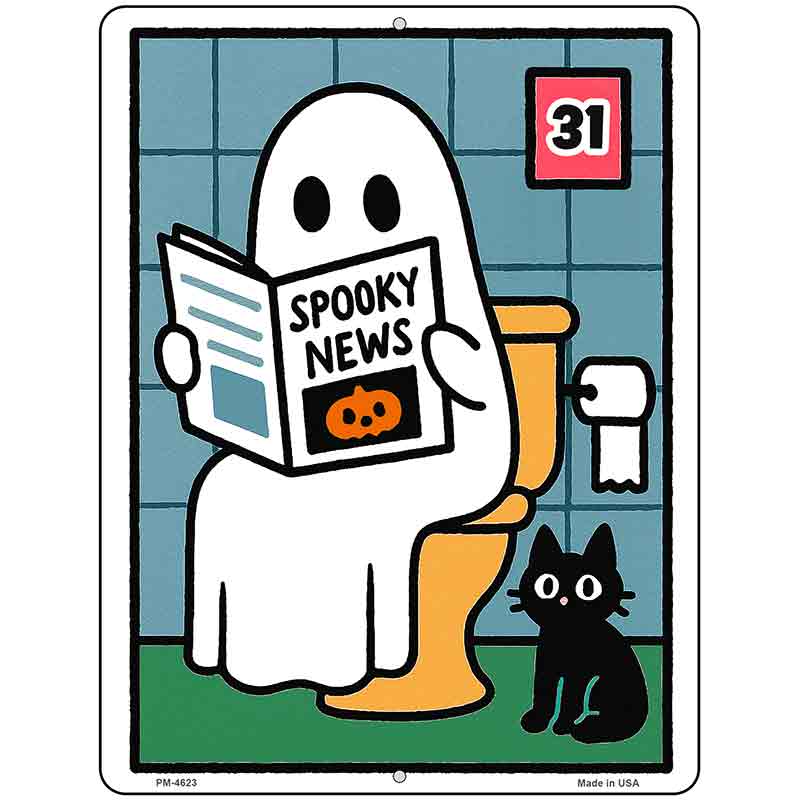 Ghost on Toilet Metal Novelty Parking Sign P-4623