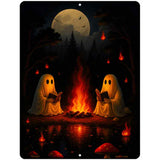 Two Ghosts Around Campfire Metal Novelty Parking Sign P-4625