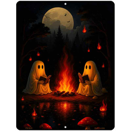 Two Ghosts Around Campfire Metal Novelty Parking Sign P-4625