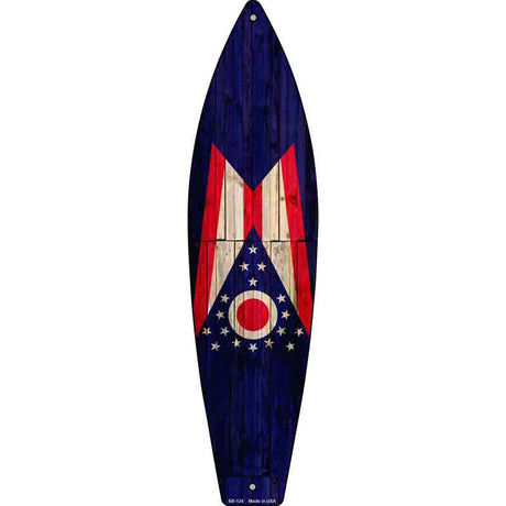 Ohio State Flag Novelty Metal Surfboard Sign 17" x 4.5" (SB)