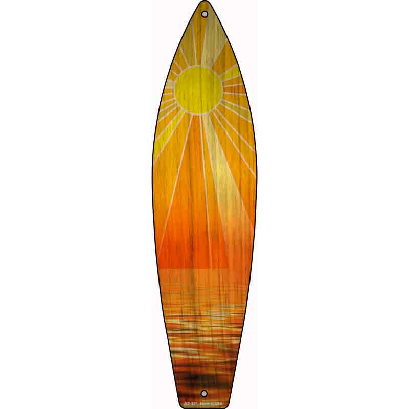 Ocean Sunset Novelty Metal Surfboard Sign 17" x 4.5" (SB)