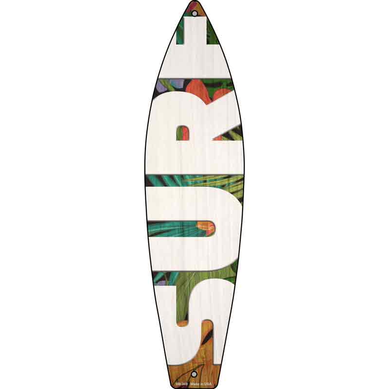 White Surf Novelty Metal Surfboard Sign 17" x 4.5" (SB)