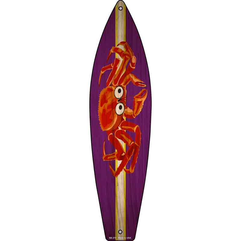 Crab Novelty Metal Surfboard Sign 17" x 4.5" (SB)
