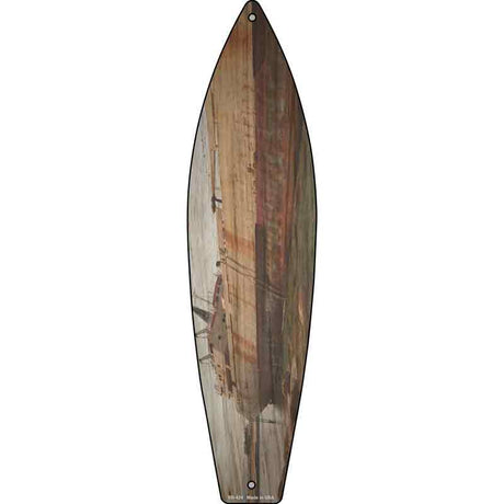Rusty Boat Hull In Water Novelty Metal Surfboard Sign 17" x 4.5" (SB)