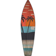 Twin Palm Trees Sunset Novelty Metal Surfboard Sign 17" x 4.5" (SB)