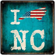 I Love North Carolina Novelty Metal Square Sign 12" (SQ)