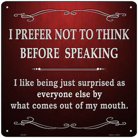 I Like Being Surprised  Novelty Metal Square Sign 12" (SQ)