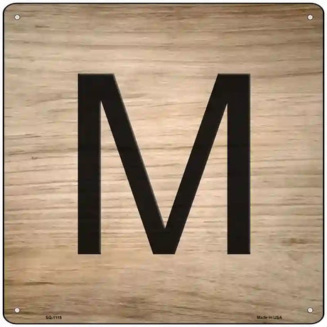 M Letter Tile Novelty Metal Square Sign 12" (SQ)