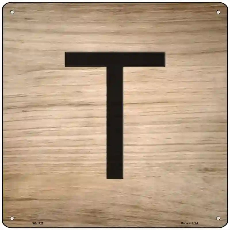 T Letter Tile Novelty Metal Square Sign 12" (SQ)