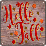 Hello Fall Purple Novelty Metal Square Sign 12" (SQ)