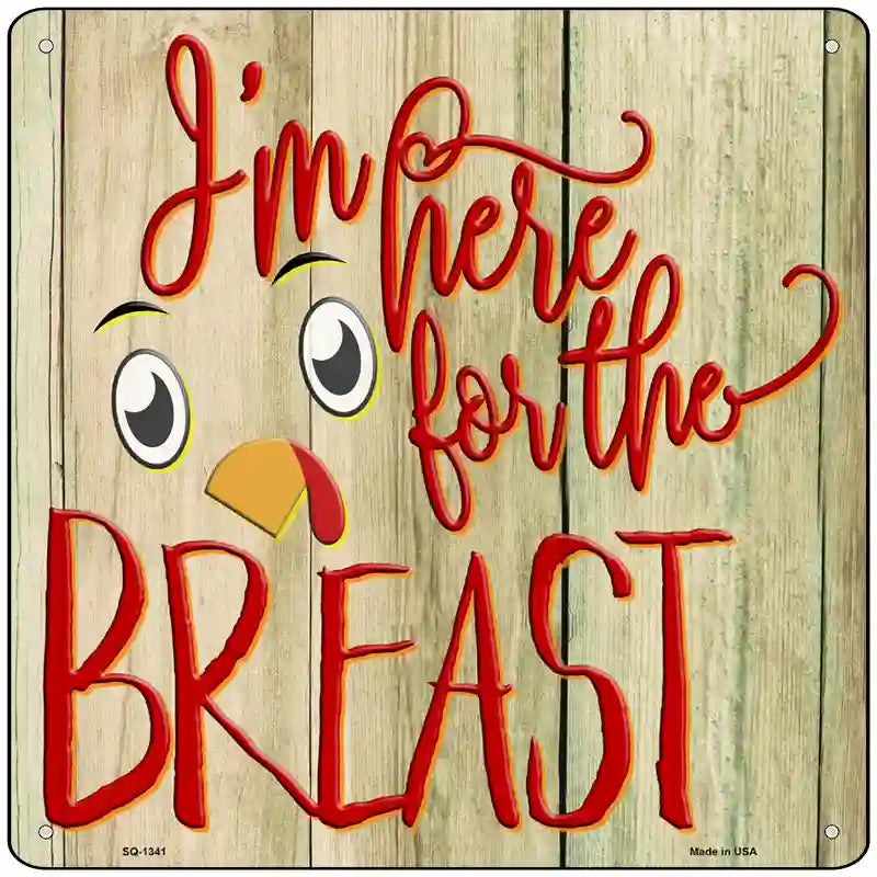 Im Here for the Breast Novelty Metal Square Sign 12" (SQ)