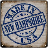 New Hampshire Stamp On Wood Novelty Metal Square Sign 12" (SQ)