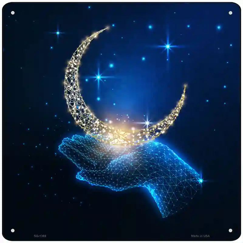Moon In Hand Novelty Metal Square Sign 12" Sign (SQ)