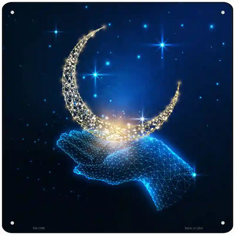 Moon In Hand Novelty Metal Square Sign 12" Sign (SQ)