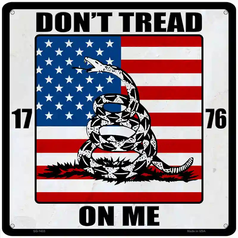 1776 US Flag Gadsden Novelty Metal Square Sign 12" (SQ)