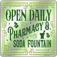Pharmacy and Soda Fountain Novelty Metal Square Sign 12" Sign (SQ)