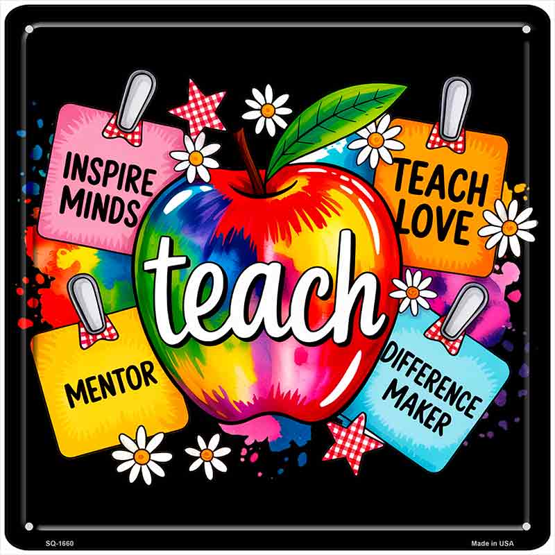 Teaching Apple Novelty Metal Square Sign SQ-1660