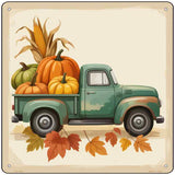 Truck with Pumpkins Novelty Metal Square Sign SQ-1666
