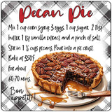 Pecan Pie Recipe Novelty Metal Square Sign SQ-1689
