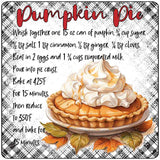 Pumpkin Pie Recipe Novelty Metal Square Sign SQ-1690