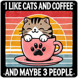 Cats and Coffee Novelty Metal Square Sign SQ-1712
