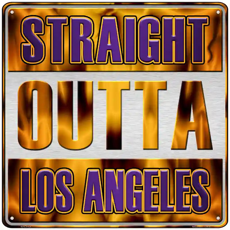 Straight Outta Los Angeles Purple Novelty Metal Square Sign 12" (SQ)