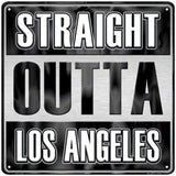Straight Outta Los Angeles Black Novelty Metal Square Sign 12" (SQ)
