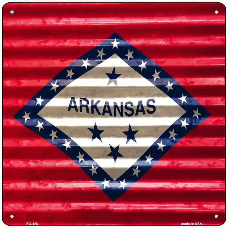 Arkansas Flag Corrugated Effect Novelty Square Sign 12" (SQ)
