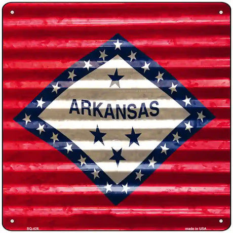Arkansas Flag Corrugated Effect Novelty Square Sign 12" (SQ)