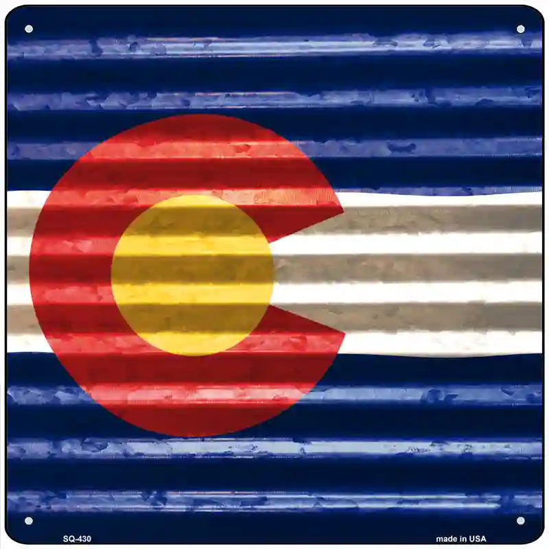 Colorado Flag Corrugated Effect Novelty Square Sign 12" Sign (SQ)