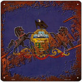 Pennsylvania Rusty Stamped Novelty Metal Square Sign 12" (SQ)