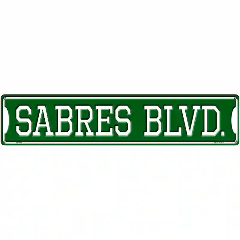 Sabres Blvd Novelty Metal Street Sign 24" x 5" (ST)