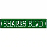 Sharks Blvd Novelty Metal Street Sign 24" x 5" (ST)