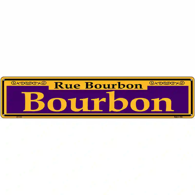 Bourbon Purple Novelty Metal Street Sign 24" x 5" (ST)