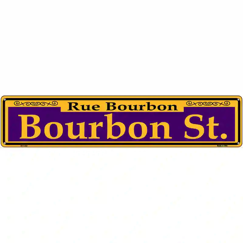 Bourbon St. Purple Novelty Metal Street Sign 24" x 5" (ST)