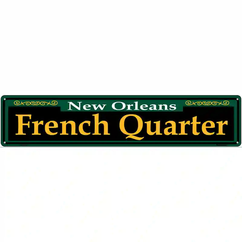 French Quarter Green Novelty Metal Street Sign 24" x 5" (ST)