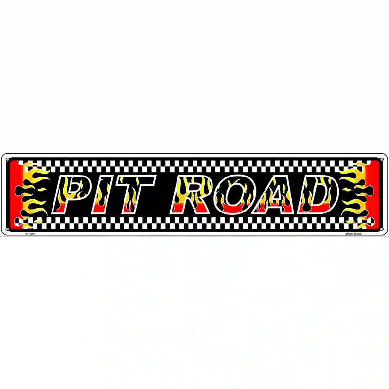 Pit Road Racing Flames Novelty Metal Street Sign 24" x 5" (ST)