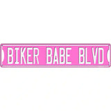 Biker Babe Pink Novelty Metal Street Sign 24" x 5" (ST)