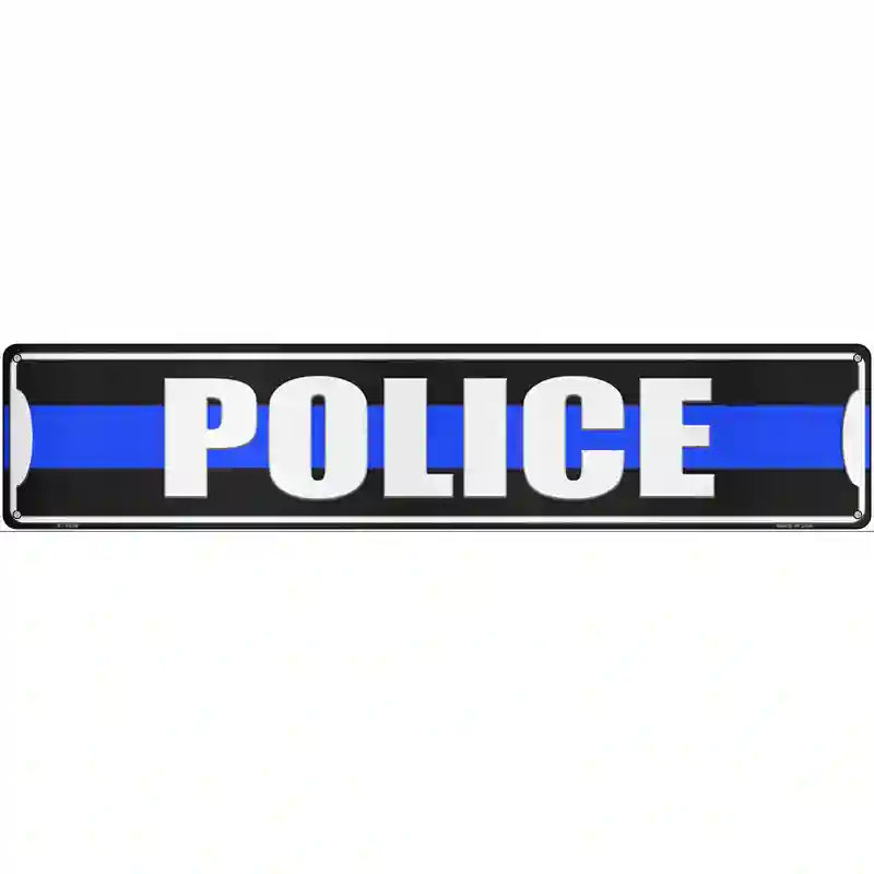 Police Blue Line Novelty Metal Street Sign 24" x 5" (ST)